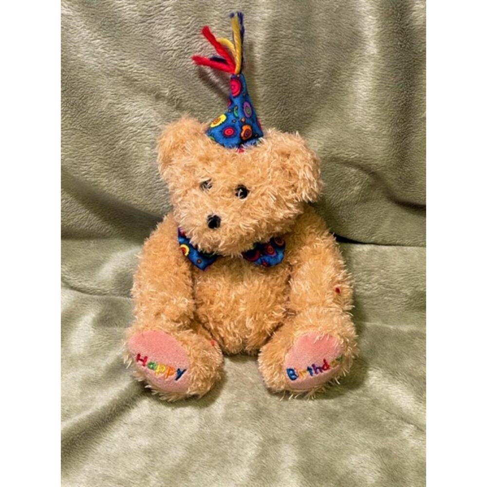 Vintage Ty 7" Embroidered Happy Birthday Beanie Bear (2005), Retired